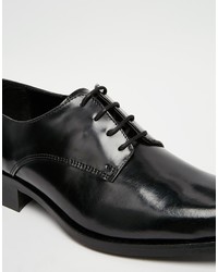 schwarze Leder Derby Schuhe von Asos