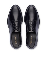 schwarze Leder Derby Schuhe von Prada