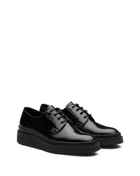 schwarze Leder Derby Schuhe von Prada