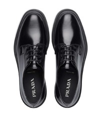 schwarze Leder Derby Schuhe von Prada