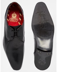 schwarze Leder Derby Schuhe von Base London