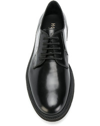 schwarze Leder Derby Schuhe von Hogan