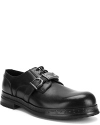 schwarze Leder Derby Schuhe von Dolce & Gabbana