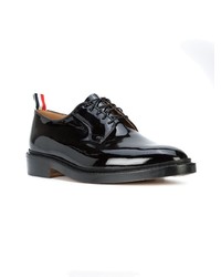 schwarze Leder Derby Schuhe von Thom Browne