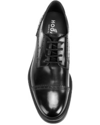 schwarze Leder Derby Schuhe von Hogan