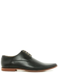 schwarze Leder Derby Schuhe