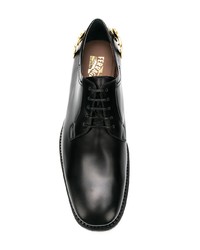 schwarze Leder Derby Schuhe von Salvatore Ferragamo