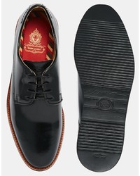 schwarze Leder Derby Schuhe von Base London