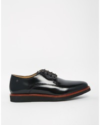 schwarze Leder Derby Schuhe von Base London