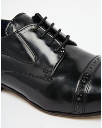 schwarze Leder Derby Schuhe von Base London