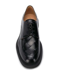 schwarze Leder Derby Schuhe von Bottega Veneta