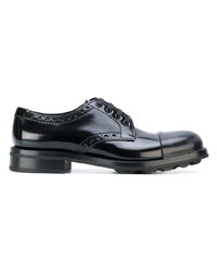 schwarze Leder Derby Schuhe von Prada