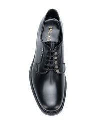 schwarze Leder Derby Schuhe von Prada