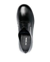 schwarze Leder Derby Schuhe von Raf Simons