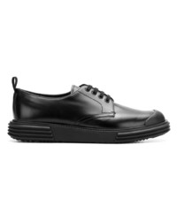 schwarze Leder Derby Schuhe von Prada