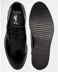 schwarze Leder Derby Schuhe von Religion