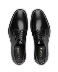 schwarze Leder Derby Schuhe von Prada