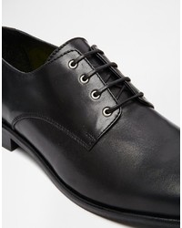 schwarze Leder Derby Schuhe