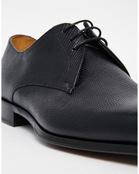 schwarze Leder Derby Schuhe