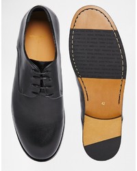 schwarze Leder Derby Schuhe