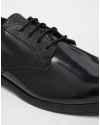 schwarze Leder Derby Schuhe