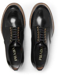 schwarze Leder Derby Schuhe von Prada