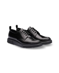 schwarze Leder Derby Schuhe von Prada