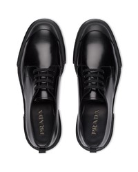 schwarze Leder Derby Schuhe von Prada