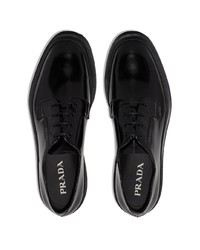 schwarze Leder Derby Schuhe von Prada