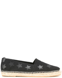 schwarze Leder Espadrilles mit Sternenmuster von Saint Laurent