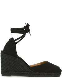 schwarze Leder Espadrilles von Castaner