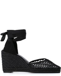 schwarze Leder Espadrilles von Castaner