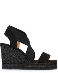 schwarze Leder Espadrilles von Castaner