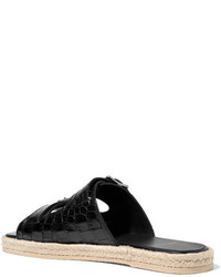 schwarze Leder Espadrilles von Saint Laurent