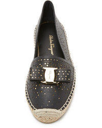 schwarze Leder Espadrilles von Salvatore Ferragamo