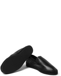 schwarze Leder Espadrilles von Bottega Veneta
