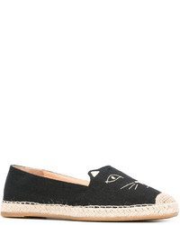 schwarze Leder Espadrilles von Charlotte Olympia