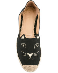 schwarze Leder Espadrilles von Charlotte Olympia