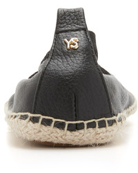 schwarze Leder Espadrilles von Yosi Samra