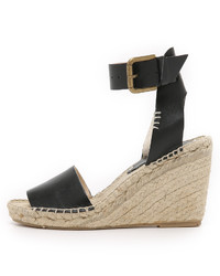 schwarze Leder Espadrilles von Soludos