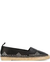 schwarze Leder Espadrilles von Saint Laurent