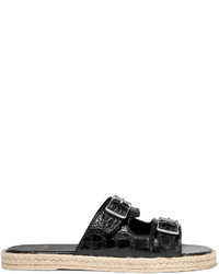 schwarze Leder Espadrilles von Saint Laurent