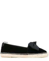 schwarze Leder Espadrilles von Saint Laurent