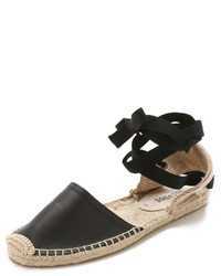 schwarze Leder Espadrilles von Soludos