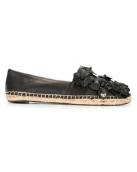 schwarze Leder Espadrilles von Tory Burch