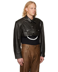 schwarze Leder Jeansjacke von VTMNTS