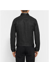 schwarze Leder Jeansjacke von Alexander McQueen