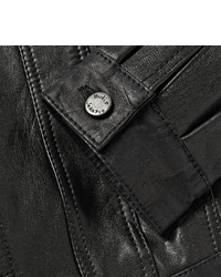 schwarze Leder Jeansjacke von Nudie Jeans