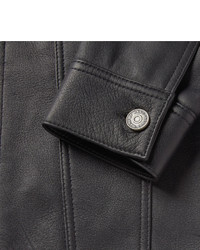 schwarze Leder Jeansjacke von Marc by Marc Jacobs