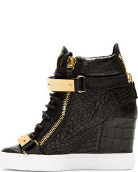 schwarze Leder Keil Turnschuhe von Giuseppe Zanotti